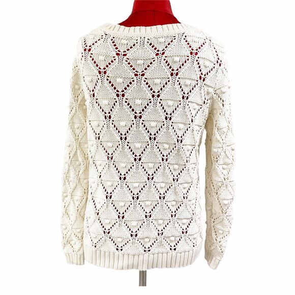 Tommy Hilfiger Fisherman Knit Sweater Ladies M Pullover Cream Long Sleeve Preppy - Picture 5 of 9